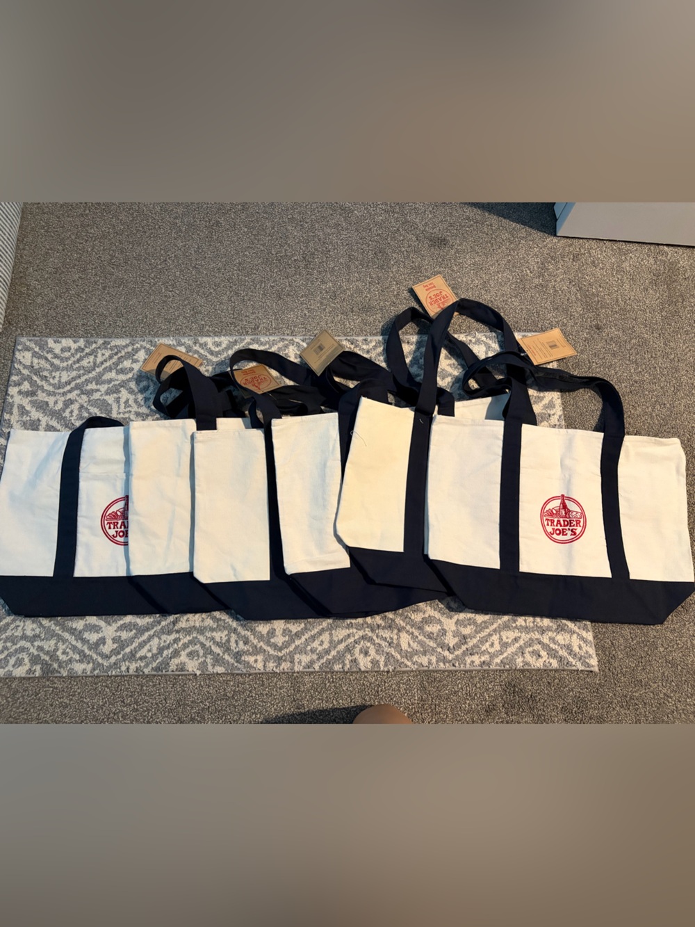 Trader Joe’s Canvas Tote Bag - Black and White Bundle of 6